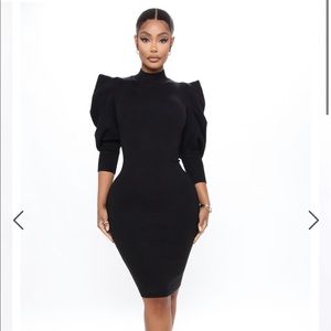 Flirty Fun Sweater Mini Dress - Black